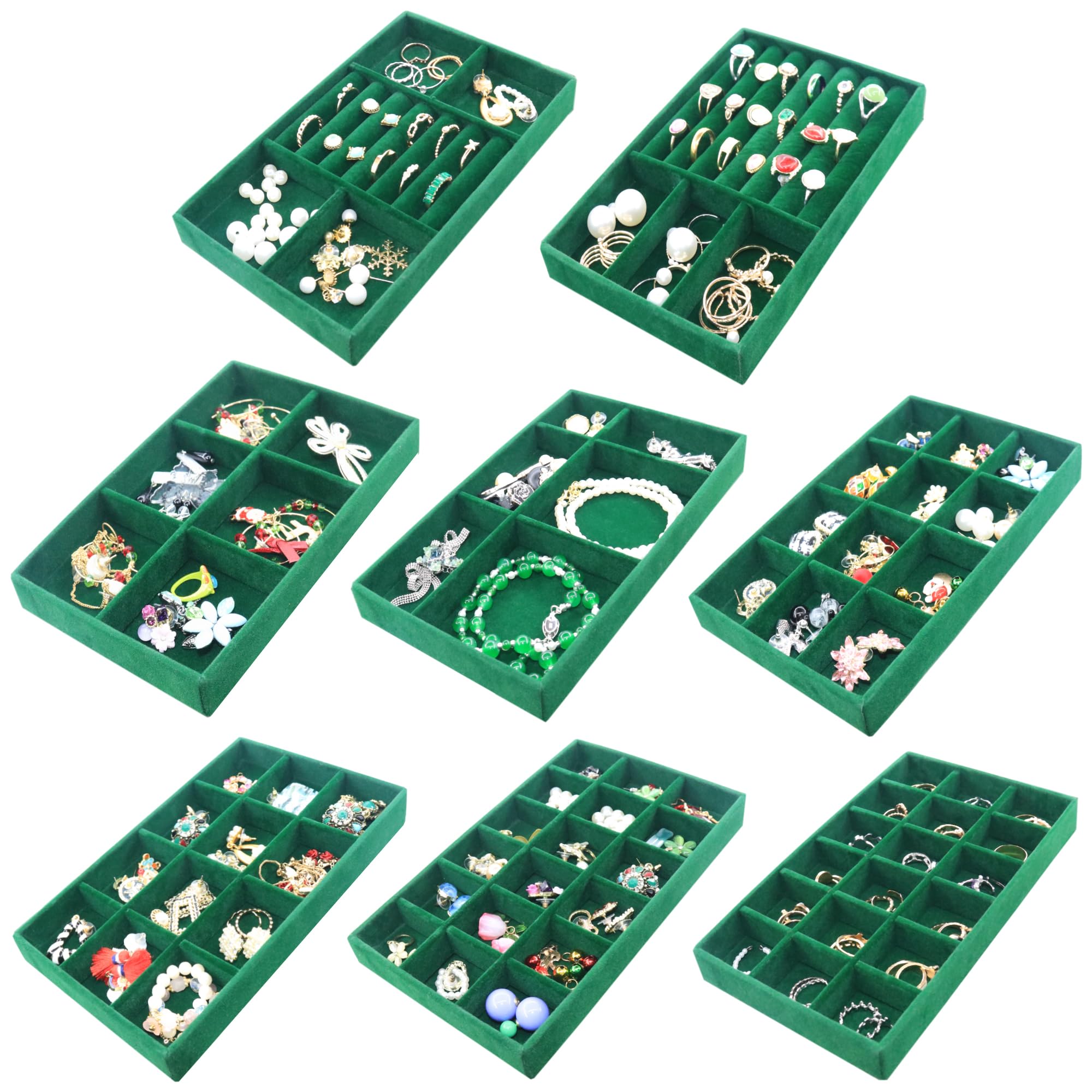Jewelry Trays Organizer Set of 8 Stackable Jewellry Organizer Trays for Drawers Jewelryy Display Necklace Earring Bracelet