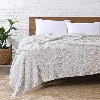 Ultra Soft Fleece Sherpa Blanket Queen Size, Lightweight Cozy Pattern Reversible Bed Blanket for All Season,2 Tones Ombre Light Brown, 90”x90”OEKO-TEX STANDARD 100