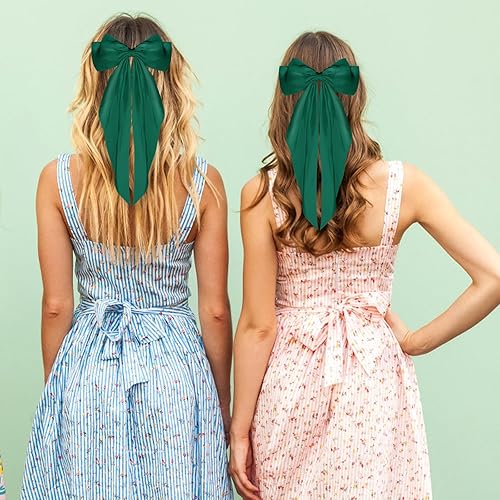 Miniatura 6 de WLLHYF Pasadores de lazo grande, de cola larga, pasadores de pelo de cinta francesa, suave y sedoso, clip de pelo de satén de metal, accesorios de