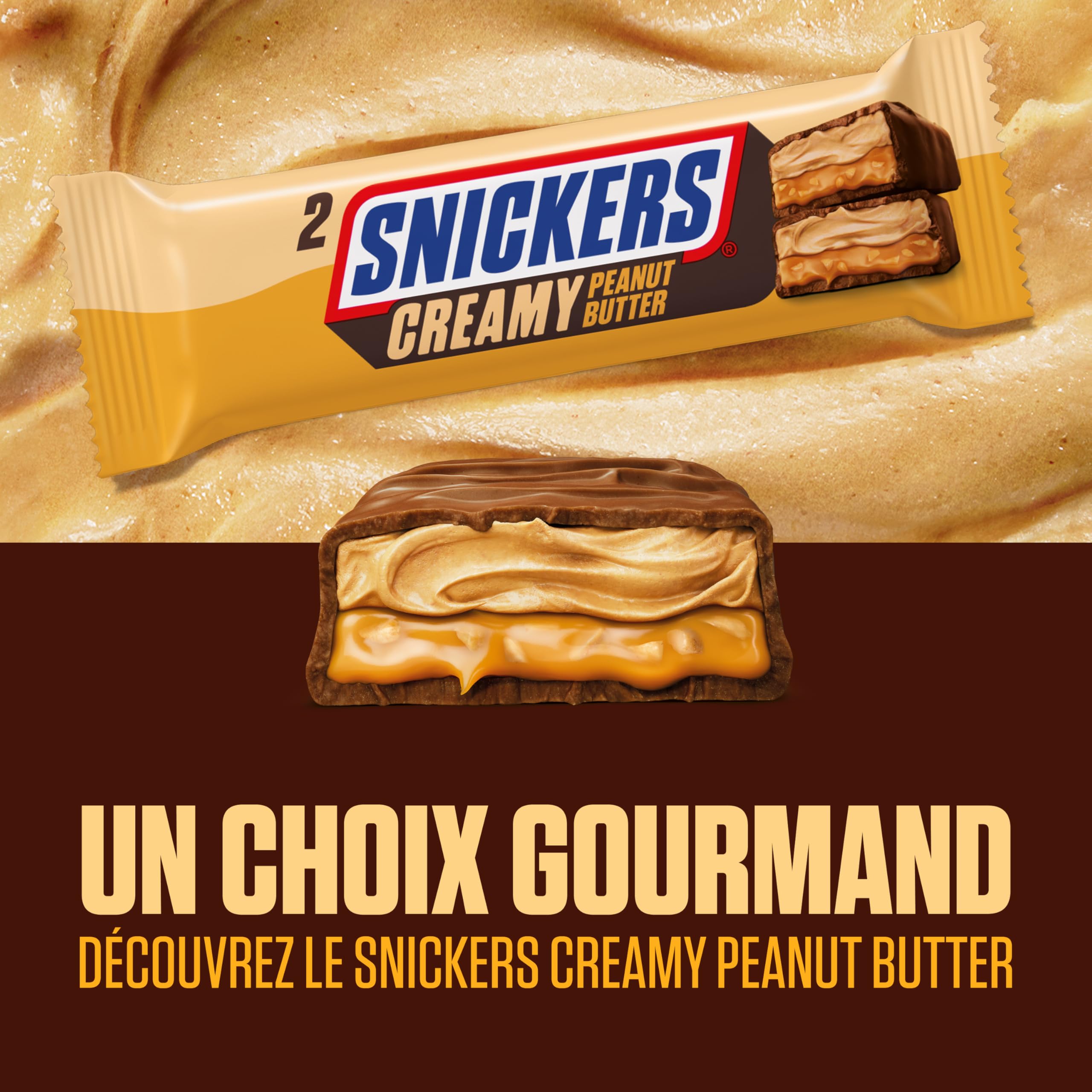 SNICKERS - Barre Chocolat au Lait, Cacahuètes & Caramel - Grand format - 40 barres chocolatées individuelles de 50g - 2kg