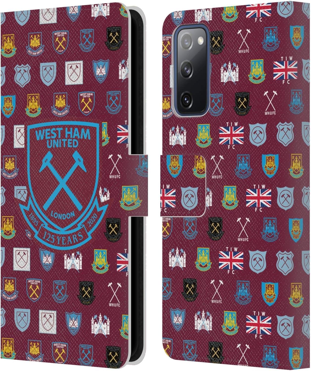 Head Case Designs Officially Licensed West Ham United FC Pattern 5 Crest History Leather Wallet Case Compatible with Samsung Galaxy S20 FE / 5G