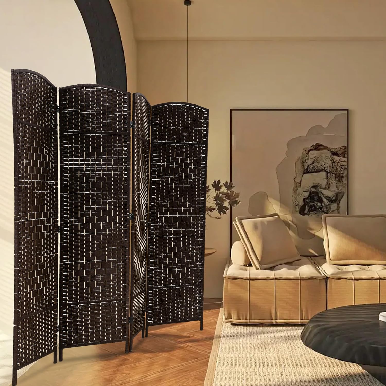 FDW Room Divider 6FT Wooden Screen Folding Privacy Screens Portable Wall Dividers for Home Office Bedroom, Dark Brown