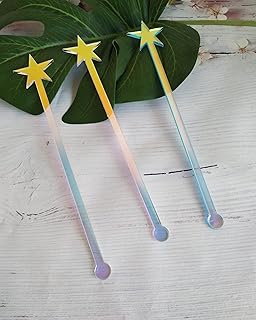 20PCS Star Drink Stirrers, Acrylic Cocktail Stirrers, Drink Stirrers, Laser Cut Wedding Decor Drink Stirrers Swizzle Sticks (Rainbow)