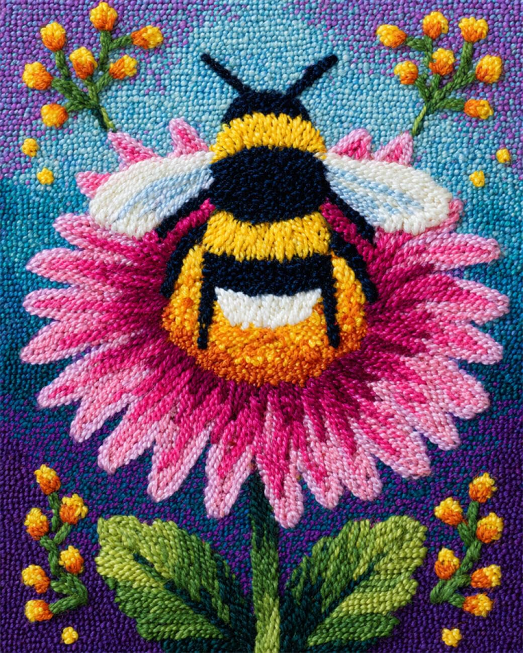 AxiangziK DIY Latch Hook Kits Bees and Flowers DIY Rug Making Kits for Aldult Tapestry Set Embroidery Carpet Doormat Gift 39x55in