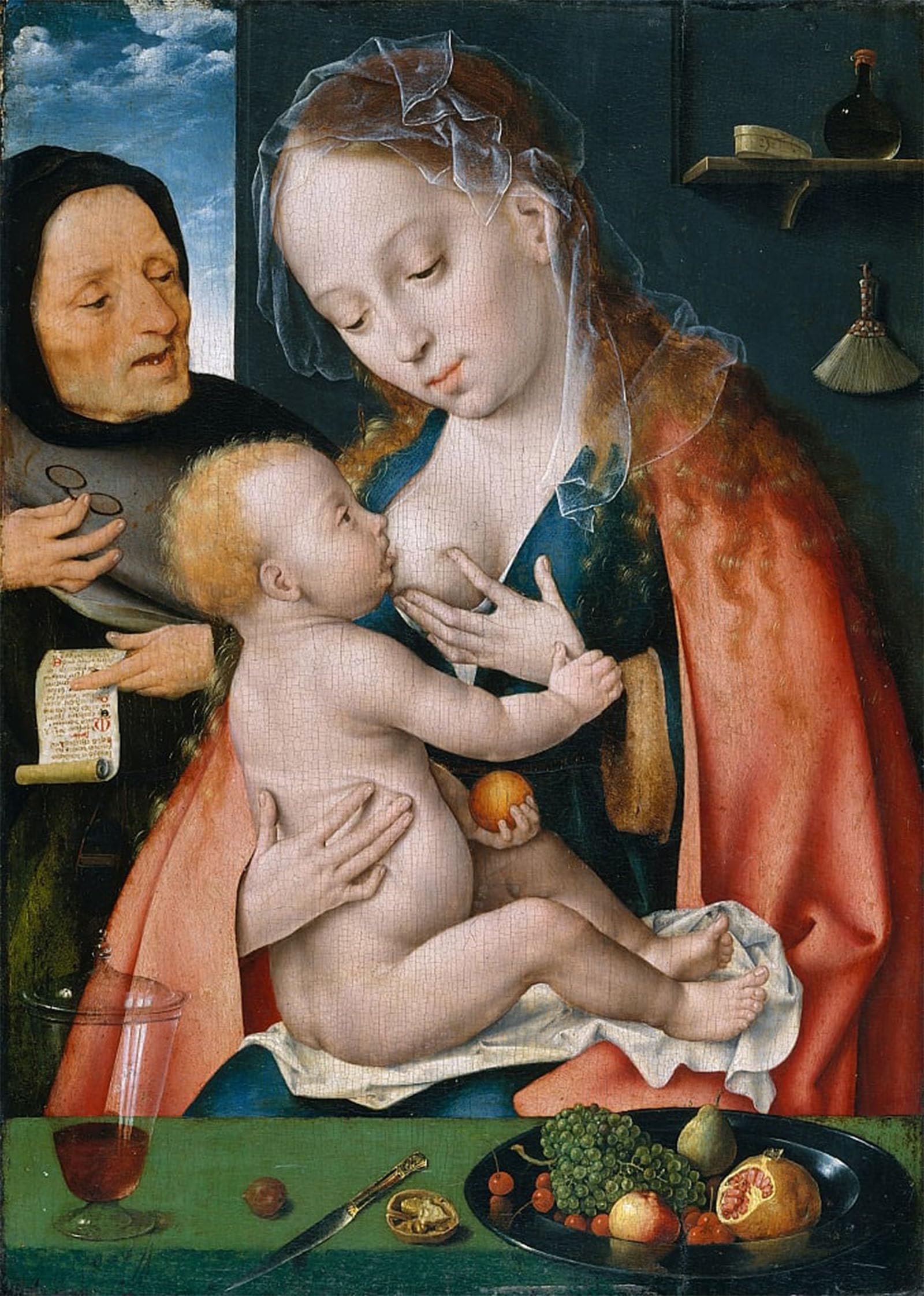 POSTERIIk Vintage Classic Picture Landscape Artwork the Holy Family by Joos Van Cleve Portrait Canvas Painting for Office Home Decor 60x90cm