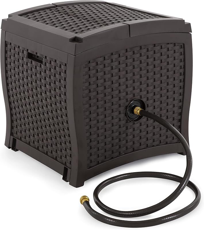Suncast Hose Reel with Smart Trak Hose Guide, Water-Tight Connection, Durable Resin Construction, 225' Hose Capacity, Brown, Made in the USA