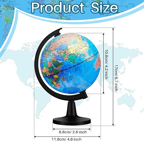 Miniatura 2 de Meooeck 12 globos del mundo con soporte de 4.6 pulgadas, globo geográfico del mundo a granel para niños, estudiantes, aprendizaje educativo, aula,