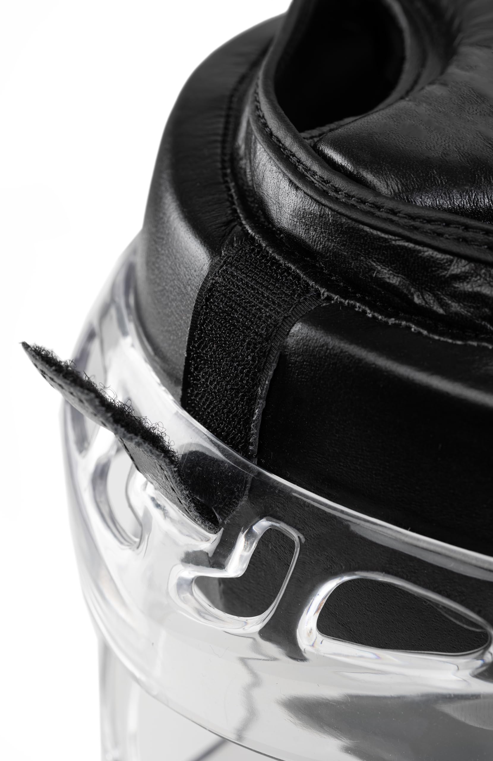 Evolution kask bokserski ze skóry naturalnej z przezroczystą kratką, ochrona głowy, boks do kickboxingu, sportów walki, treningu MMA, treningu bokserskiego, sparingów