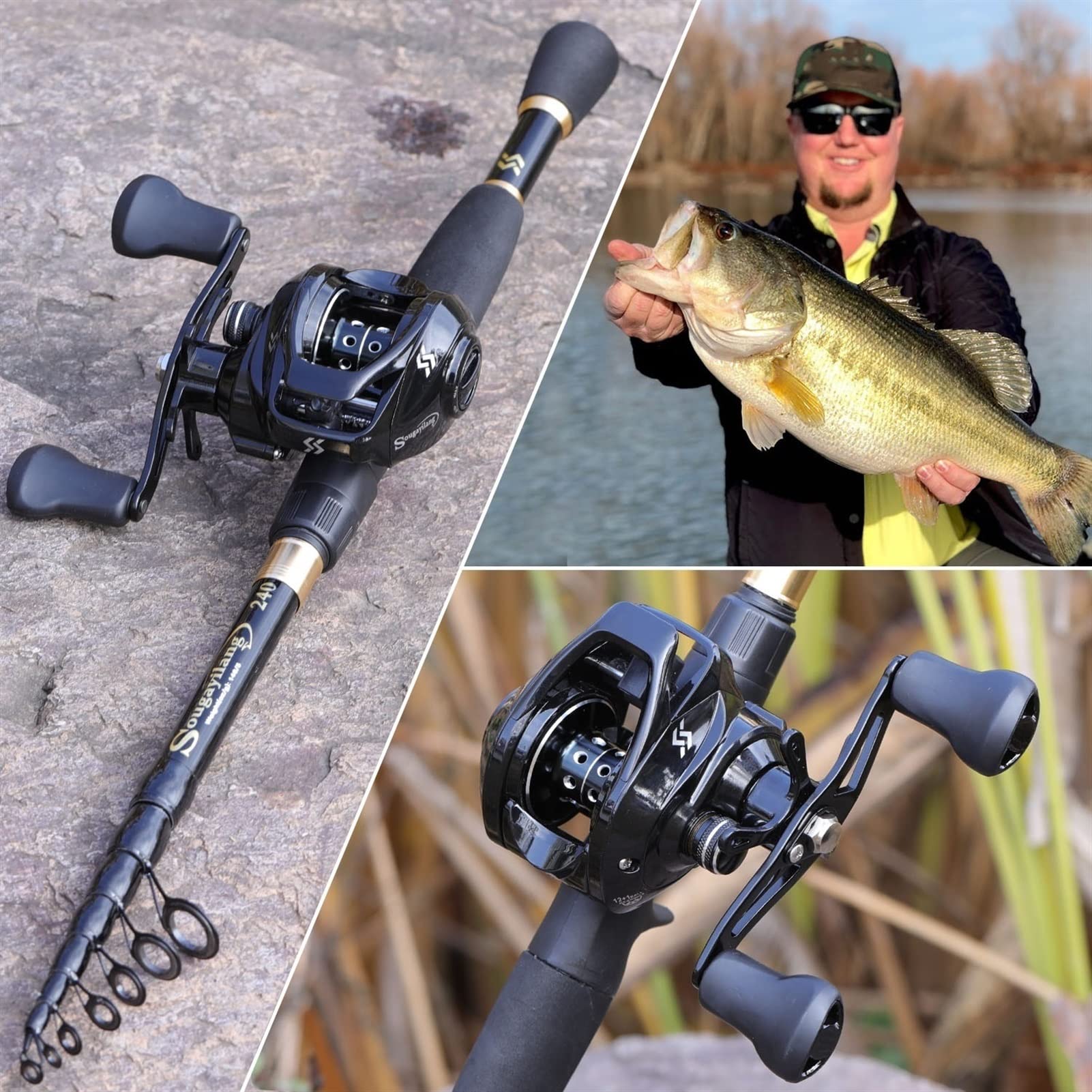 Wędka Ręk wędkarski i bębna Combos teleskopowy Casting Casting Combo Portable Ultralight Rod i 7,2: 1 Przekładnia Różnik Kołowrotki Kołowrotek Wędkarski Combo Przenośna wędka podróżna