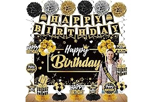 20Pcs Chic Black and Gold Decorations for a Celebratory Birthday