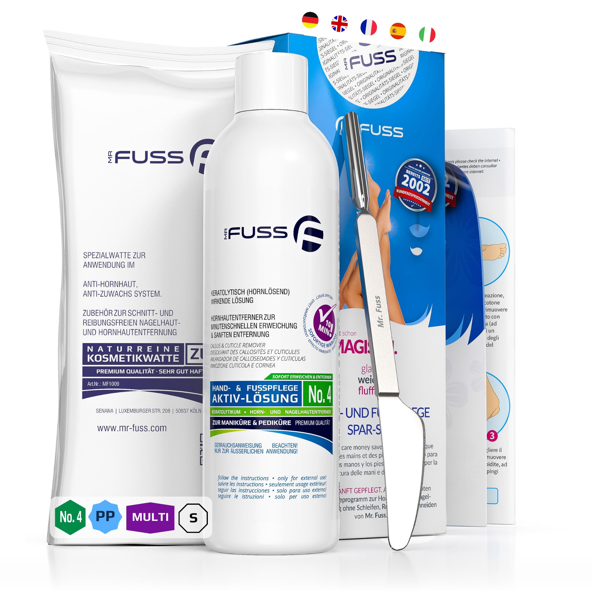 Mr. Fuss Hornhautentferner Aktiv Lösung No. 4 Plus Pack Multi - 3 tlg. Hornhaut Fußpflege Set