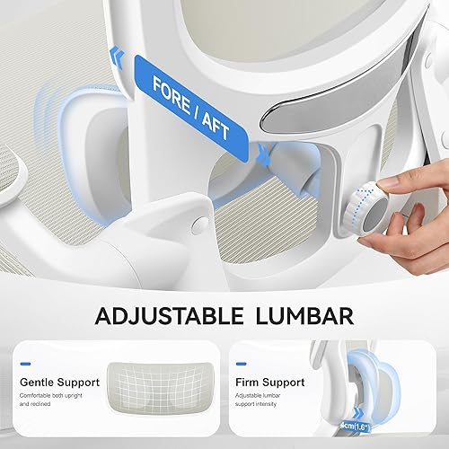 Miniatura 3 de Silla de oficina, silla de oficina ergonómica de malla con soporte lumbar ajustable, cómoda silla de escritorio con reposabrazos abatibles, silla de