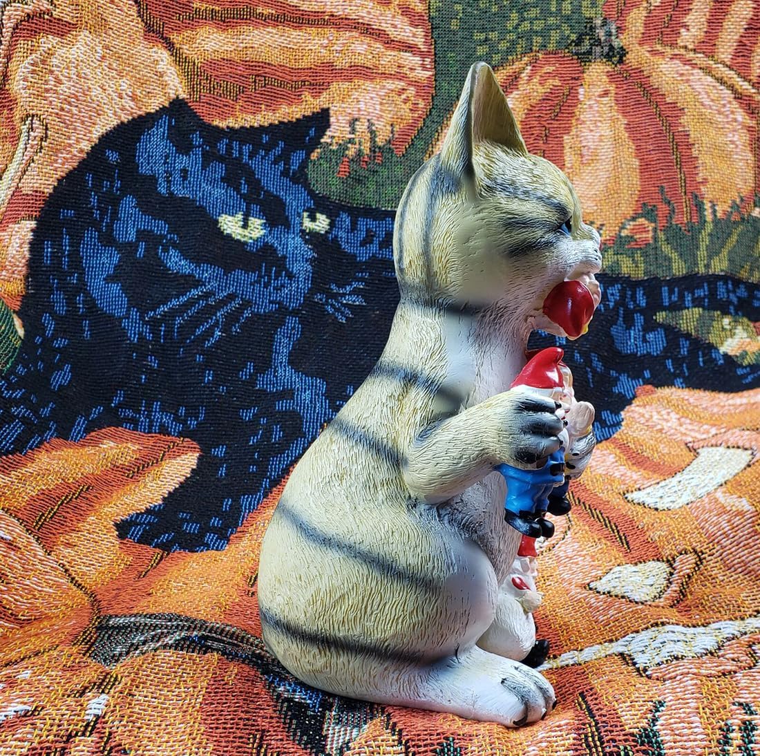 Cat Statue Decoration Fall Cat Eating Gnome Statues Weird Gnomes Figures Decor for Outdoor Patio Lawn Yard Decor (Cat Eating) - Image 6