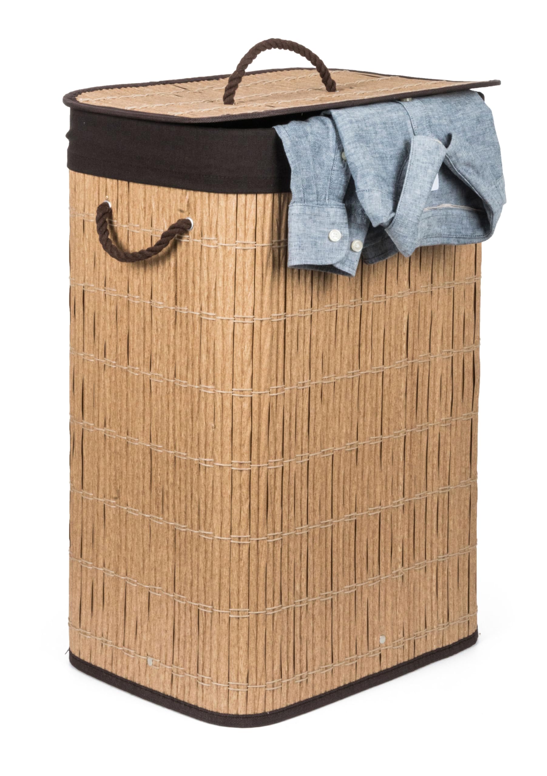 Cesto portabiancheria G21 72 l, in finta rattan con cestino marrone