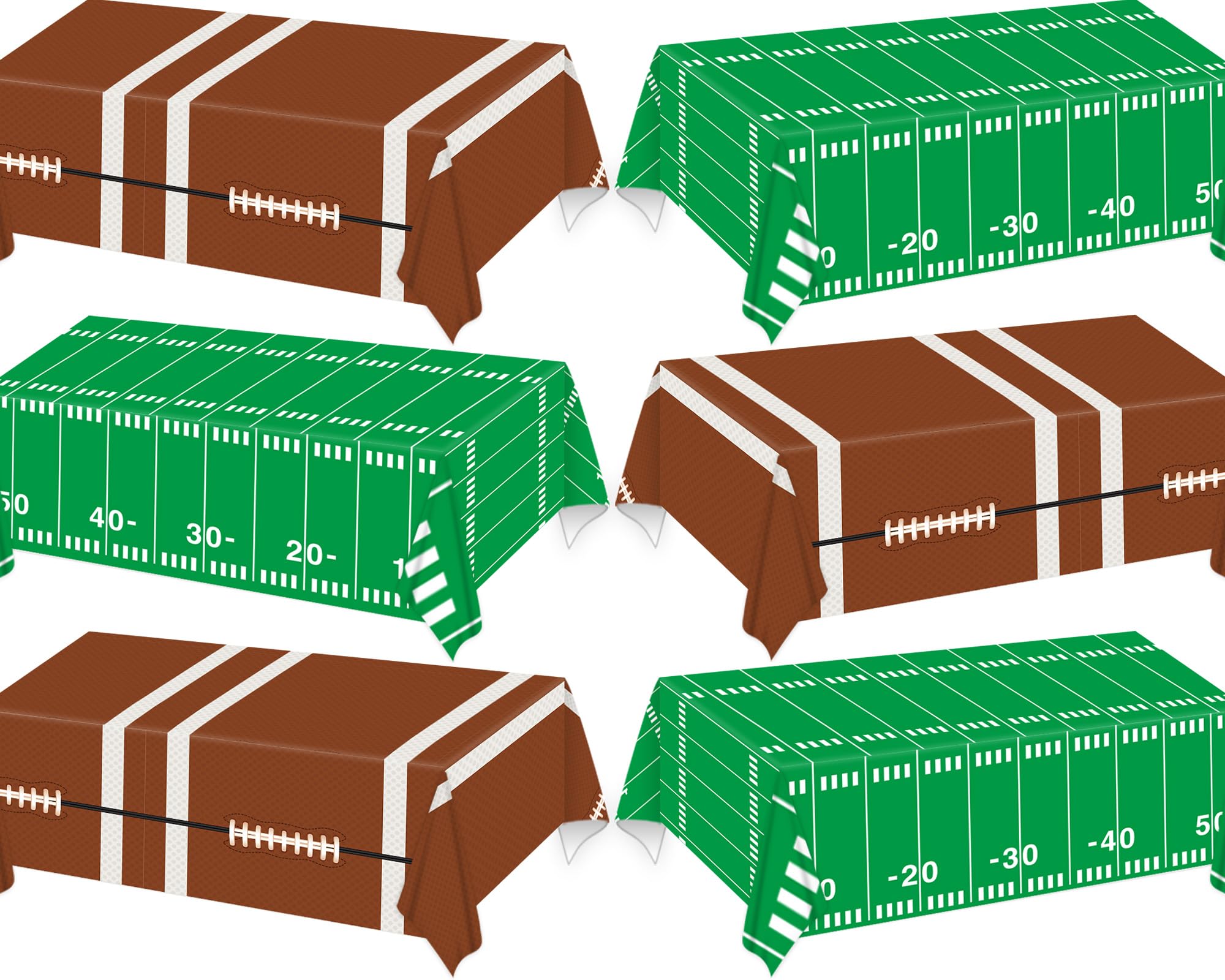 6-Pack Football Party Tablecloths - Disposable Sports Theme Table Covers For Game Day & Birthdays - View #6