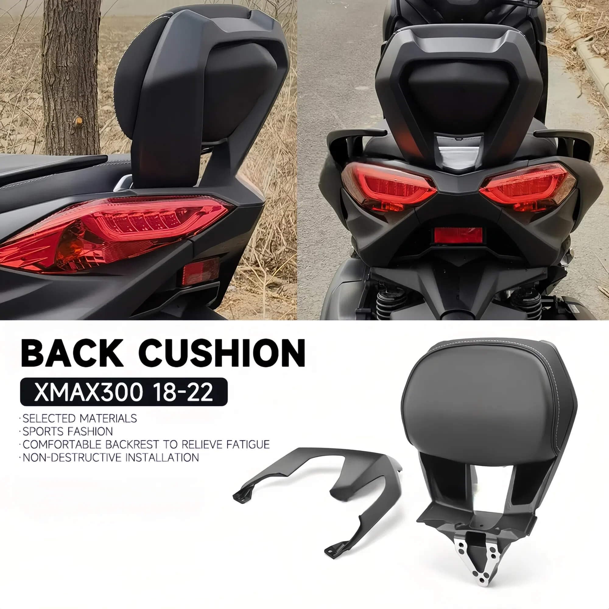 Cuscino Per Schienale Del Contropunta Del Sedile Passeggero Posteriore Per Moto Per Yamaha X-max 300 XMAX 2018 2019 2020 2021 2022 (Linea bianca tipo B)