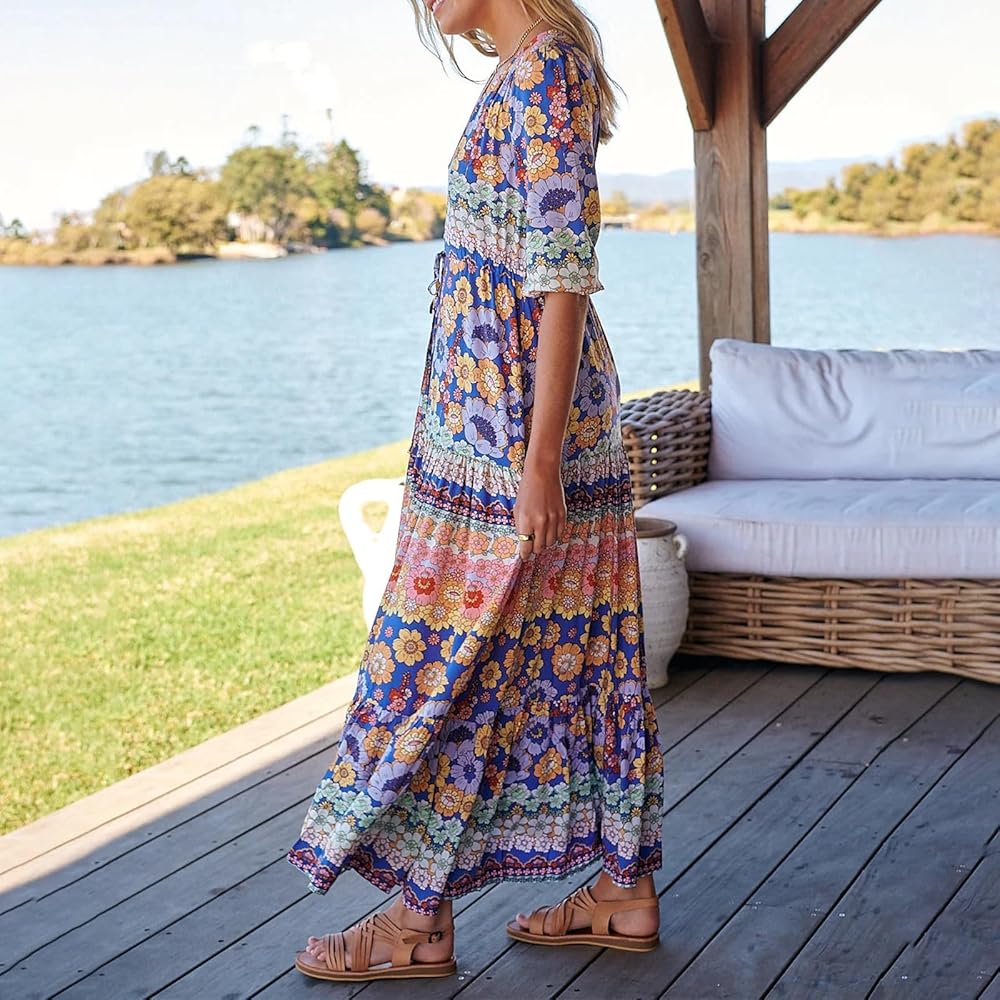 SUMMER Painting floral beauty dress♡ High Waist Sleeveless Floral Print Summer Dress - Artka Official
