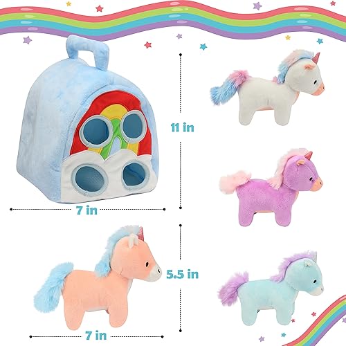 Miniatura 2 de Hopearl Magic Unicorn House - Juego de juguetes interactivos de peluche para niños pequeños, regalo educativo de aprendizaje temprano para niños,
