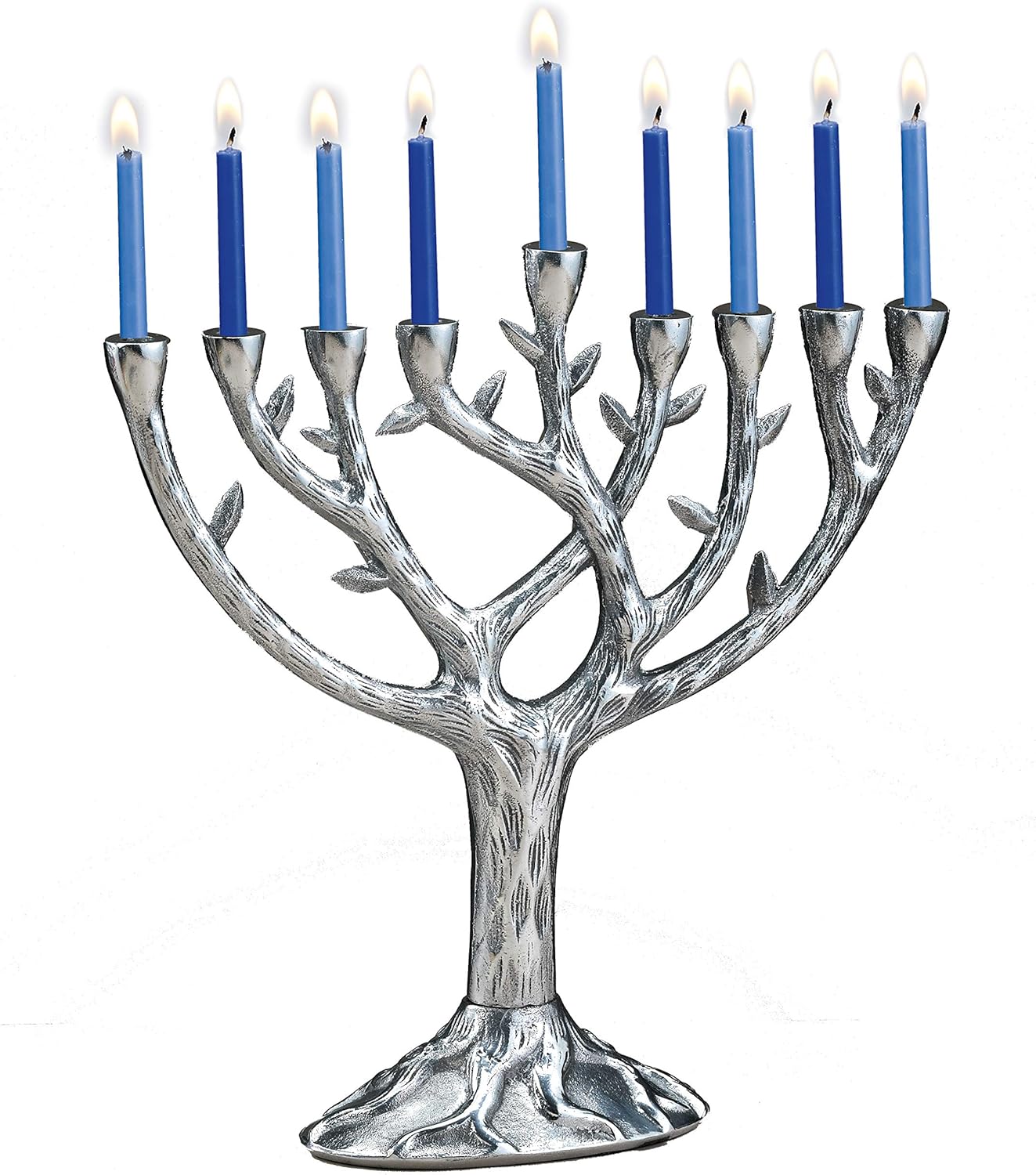 Rite Lite Textured "Tree of Life" Hanukkah Menorah Aluminum finish - 10.75" h Chanukah Menorah