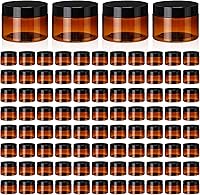 Vista 1 de Tanlade 100 Pcs 4 oz Amber Plastic Cosmetic Jars with Lids Empty Leak Proof Container Refillable Cosmetic Jars Airtight for Cream, Lotion, Powder