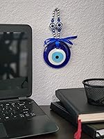 Vista 7 de LUCKBOOSTIUM Amuleto único y elegante contra el mal de ojo con cuentas de cristal azul para colgar en el auto, dijes para fuerza, protección