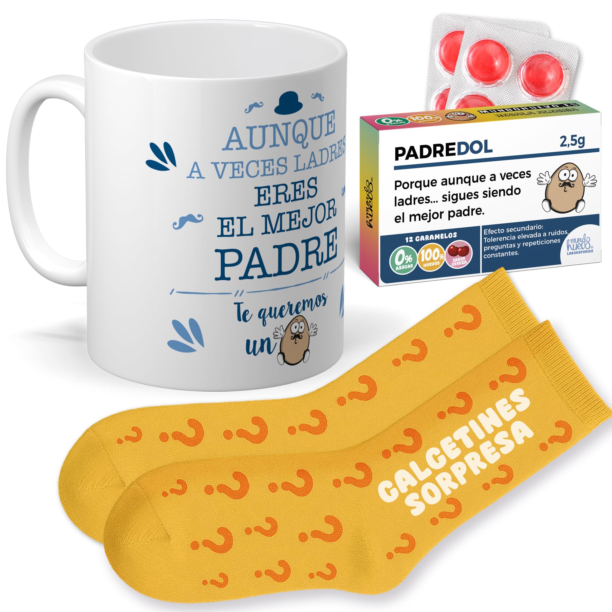 mundohuevo Regalo para el día de la Madre | Taza de Cerámica + Calcetín Sorpresa + Caramelos SuperMama | Super Mamá que bebe aquí Mola | Detalle Original — view 10