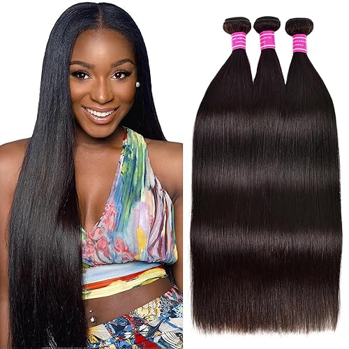 Paquetes de cabello humano lacio de 18, 20, 22 pulgadas, 100% cabello virgen brasileño sin procesar, 3 manojos de extensiones de cabello humano,