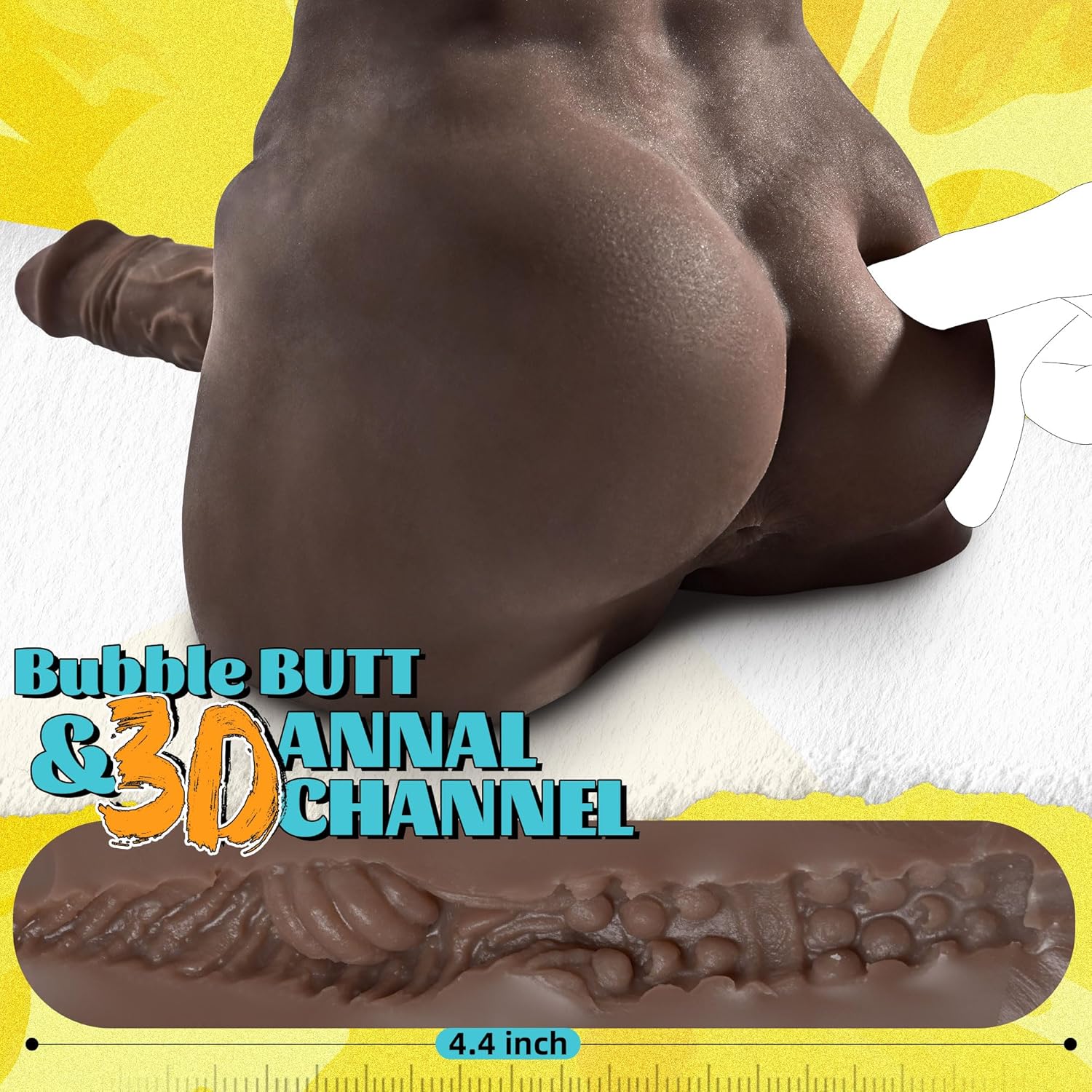 6LB Black Male Sex Doll with Flexible Dildo, Portable Size Realistic Sex Doll 7.2in Huge Cock for Female Masturbation, Tight Anal Butt for Gay Sex Toys, Unisex Masturbator Sex Dolls for Women Men Toy