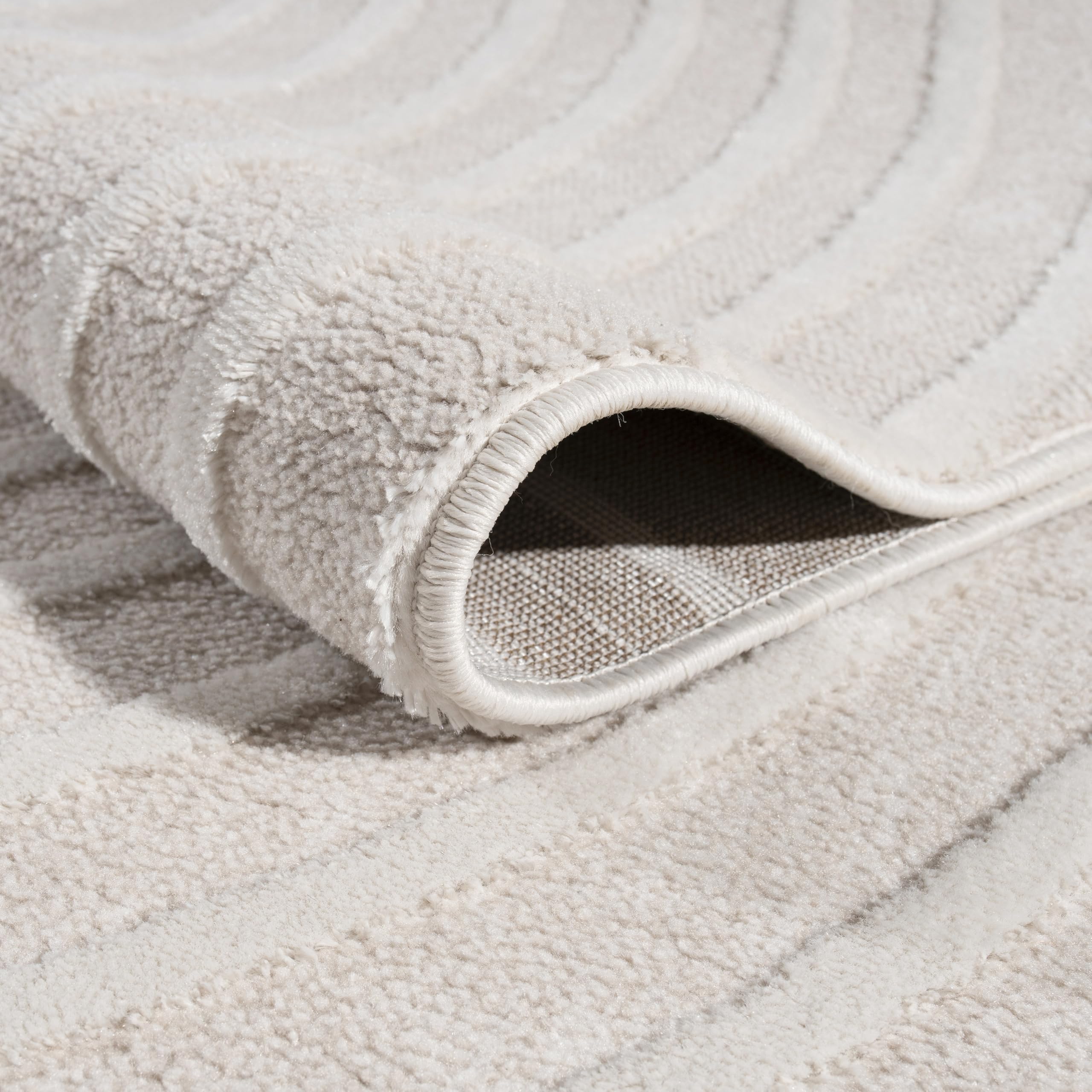 Paco Home Tapis Salon Chambre Design scandinave Moderne avec détails Brillants Effet 3D Luxueux Boho Soft-Touch Crème Beige, Dimension:160x220 cm