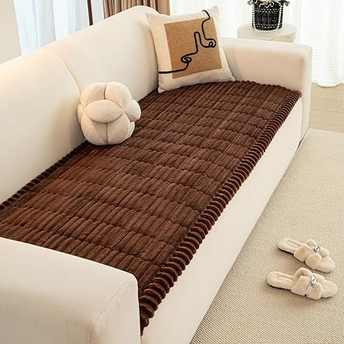 Miniatura 13 de Funda de sofá de felpa de piel sintética para perro, funda de sofá mullida y antideslizante con rayas 3D, manta para mascotas, sofá, protector de