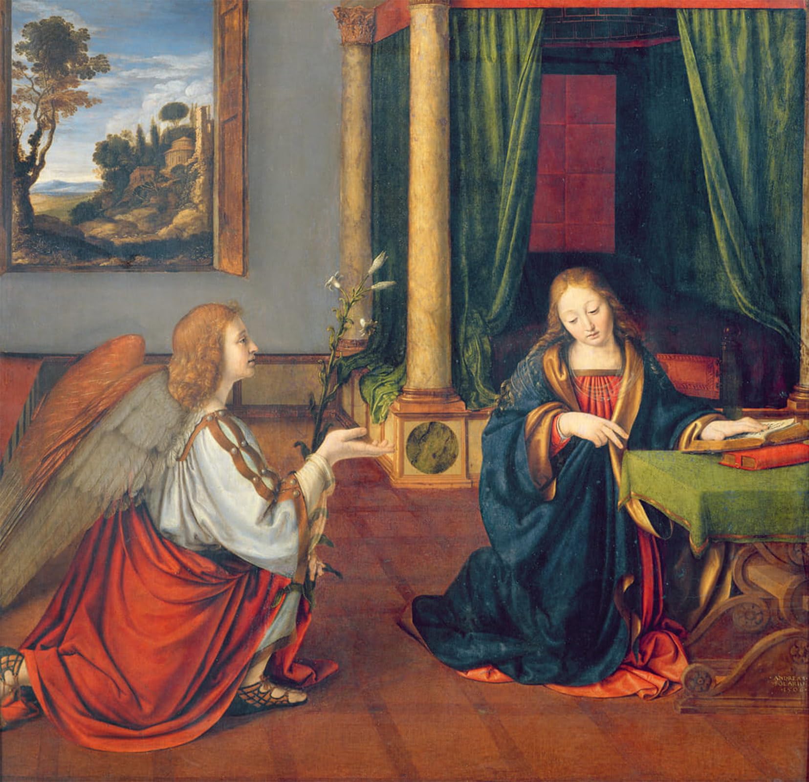 Artxlxxbn No Frame Famous Art Print Poster Vintage Wall Art The Annunciation By Andrea Solario Canvas Art Poster For Home Decor 60X90cm