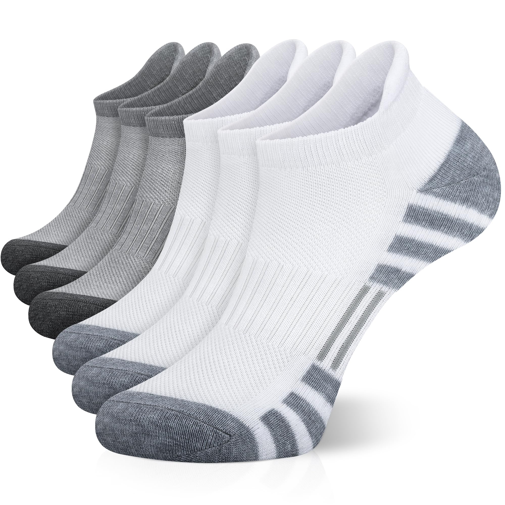 Airacker Ankle Athletic Running Socks Cushioned Breathable Low Cut Sports Tab Socks for Men and Women (6 Pairs)