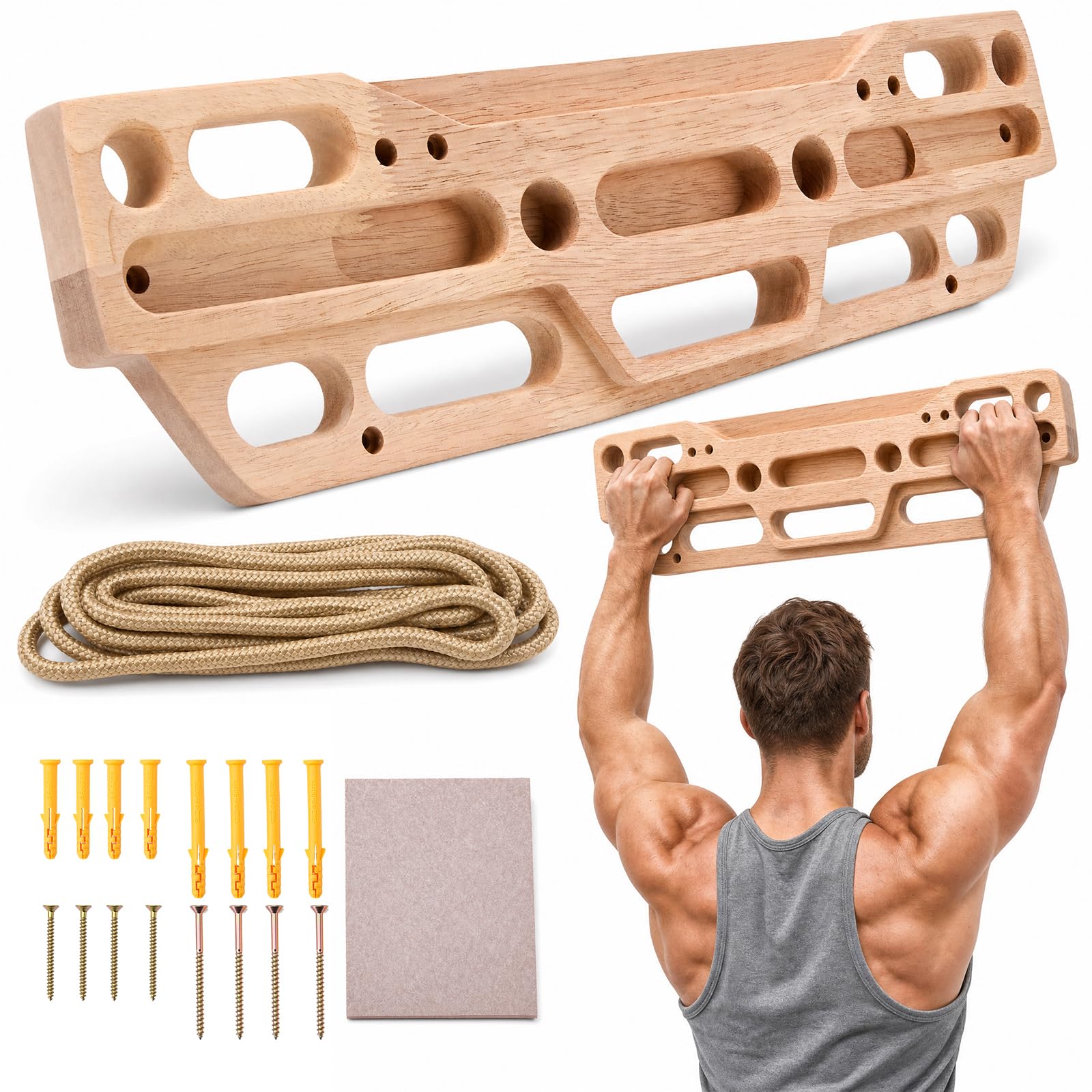 Planche d'escalade en bois avec vis, planche d'entraînement pour la maison, escalade pour améliorer la force des doigts et la force de préhension