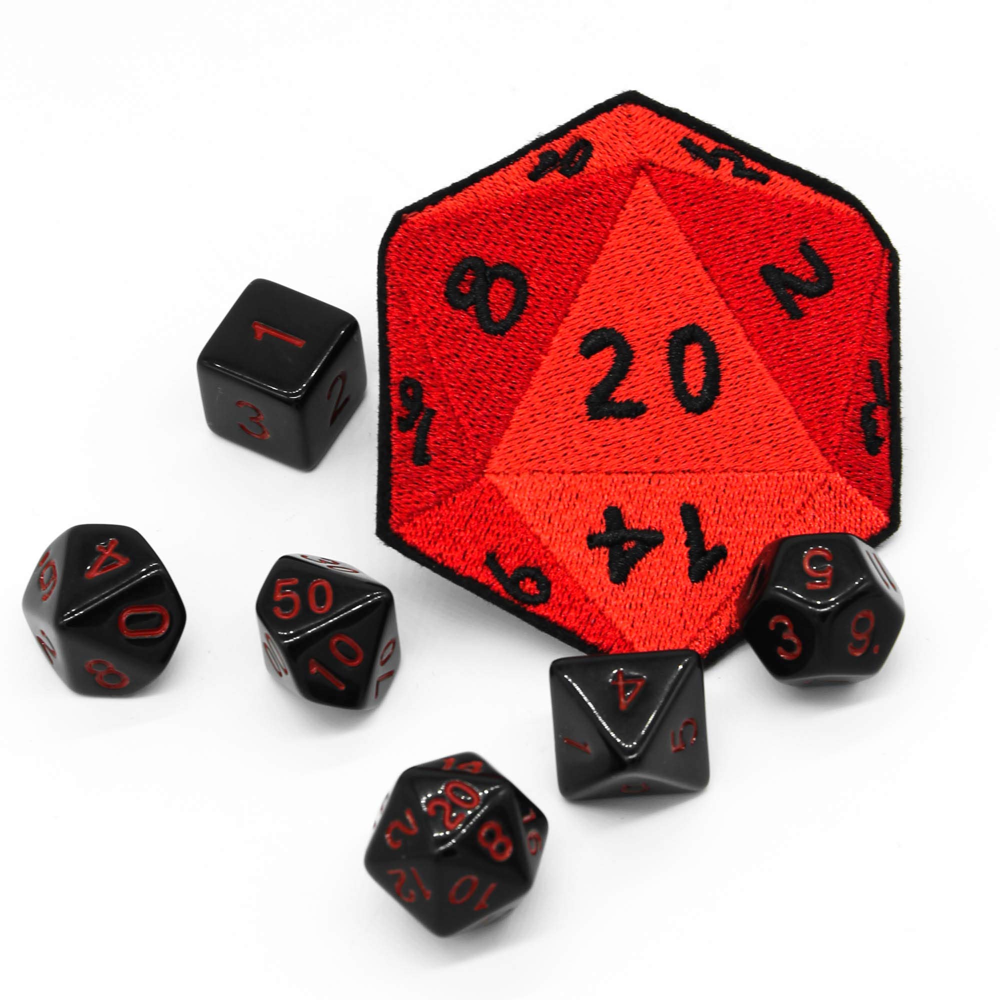 D20 20 Sided Dice Embroidered Patch with Iron on Adhesive