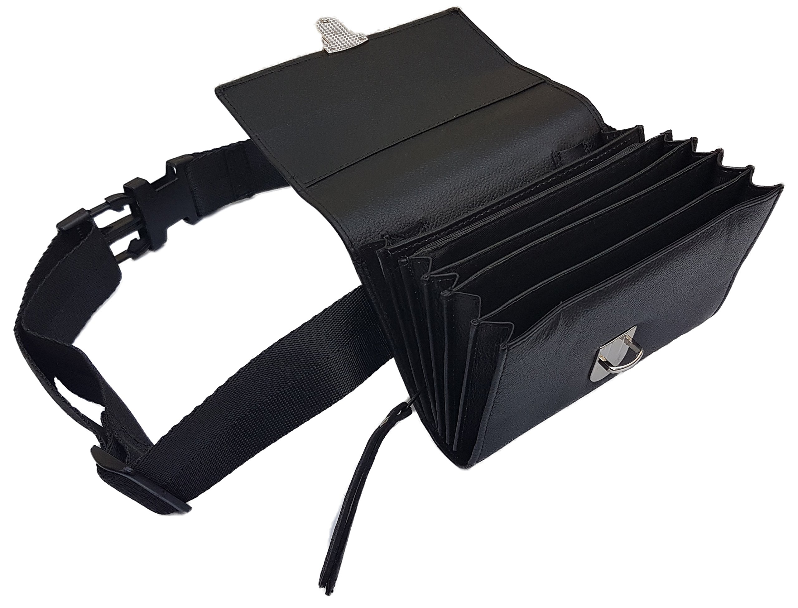 Sacoche Banane Monnayeur en Véritable Cuir de Bovin, Fermeture Cartable, Vendue sans monnayeur 5 pièces Euro, idéale pour Serveur, Serveuse, Brasserie, Restaurants, Cinéma