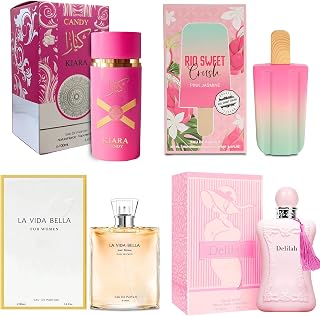4PCS Perfume Set for Women - Floral Fragrance Gift Set with Vanilla,Sweet Fruity Eau De Parfume| 3.4 Fl Oz Each(Rio Sweet Crush Jasmine,Ka Candy,Delilah,La Vida Bella)