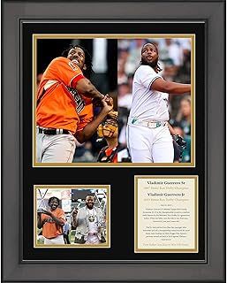 HOFSM.COM Hall of Fame Sports Memorabilia Framed Vladimir Guerrero Jr & Sr First Father-Son Home Run Derby Champions Baseball 12"x15" Photo Collage