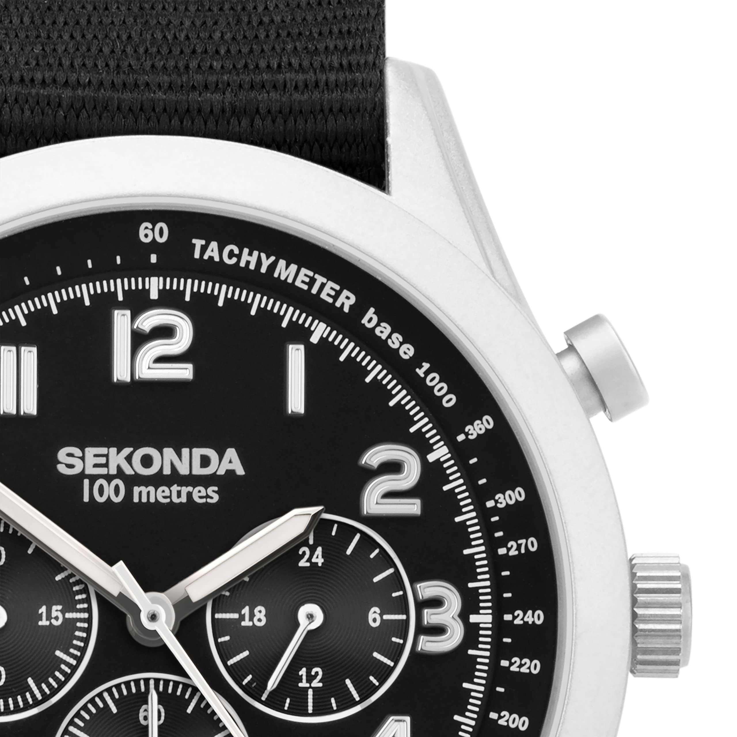 Sekonda Reloj cronógrafo de estilo militar para hombre (negro) 30064