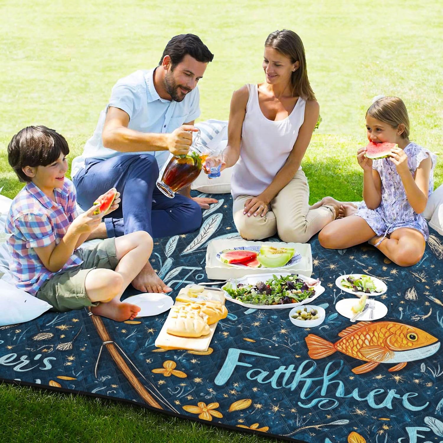 A Father's Day Waterproof Picnic Table Water Resistant Park Outdoor Playmat for Ground Concert Blanket Manta de Picnic Extra