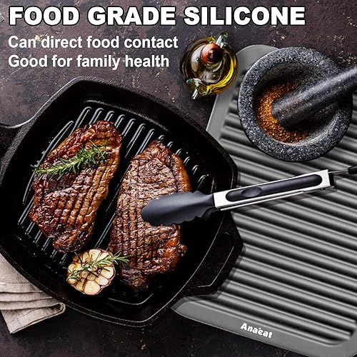 Miniatura 5 de Anaeat Paquete de 2 salvamanteles de silicona para ollas y sartenes calientes, almohadillas calientes de silicona real resistentes al calor para