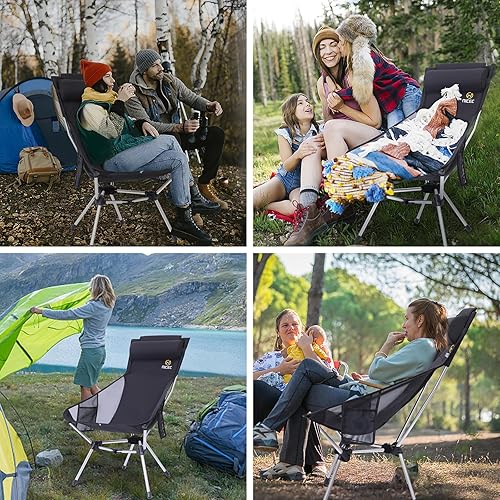 Miniatura 6 de Nice C Silla de camping plegable ultraligera con respaldo alto, silla de mochilero, compacta y resistente al aire libre, viajes, picnic, festival
