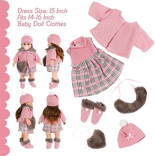 Miniatura 3 de Ropa de muñeca de bebé de 15 pulgadas, conjunto de 6 piezas, ropa de muñeca y accesorios para niñas pequeñas