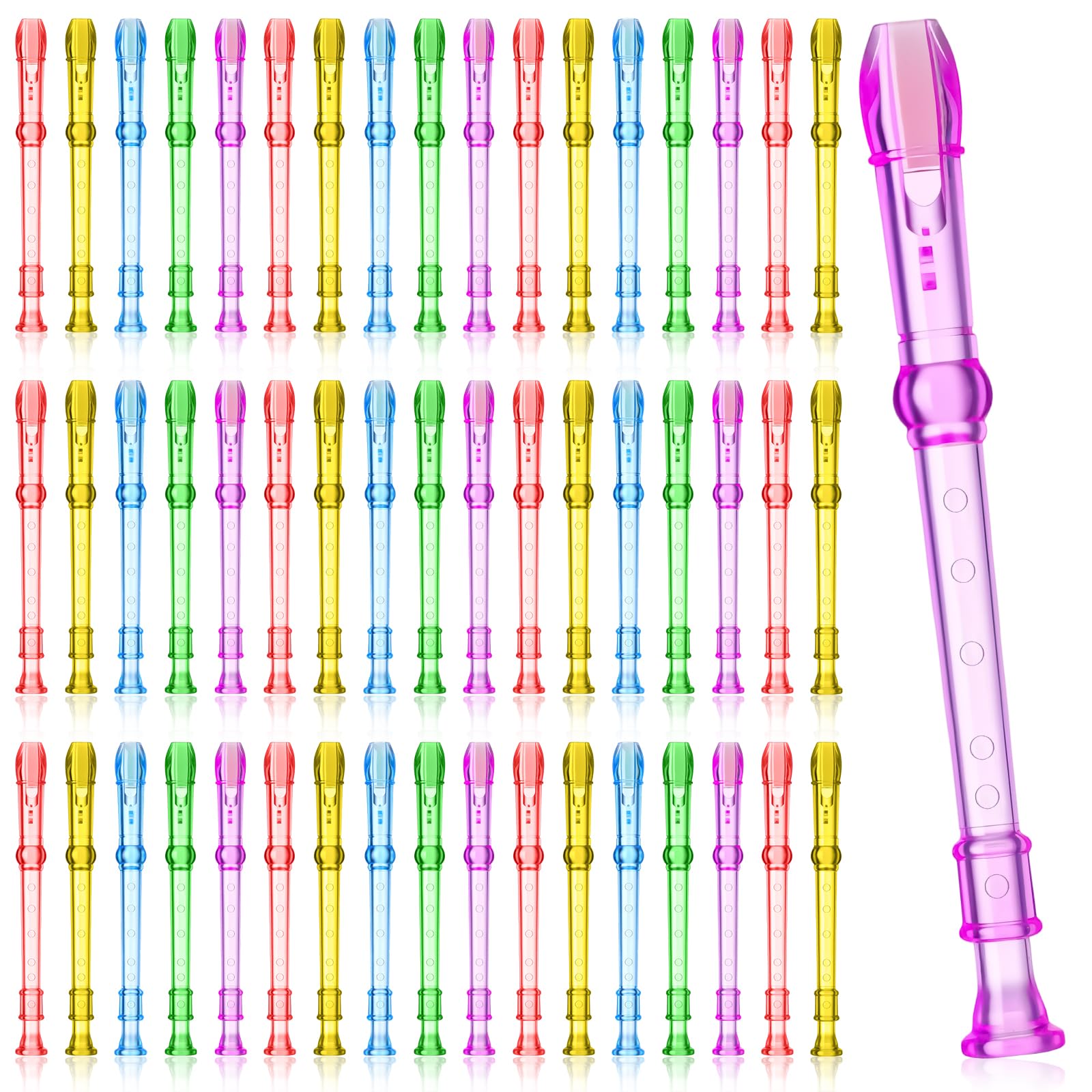 100 Pieces Mini Translucent Soprano Recorder Plastic 6 Hole Soprano Descant for Kids Bulk Baroque Style Musical Recorders Bulk for Beginners Kids Flute