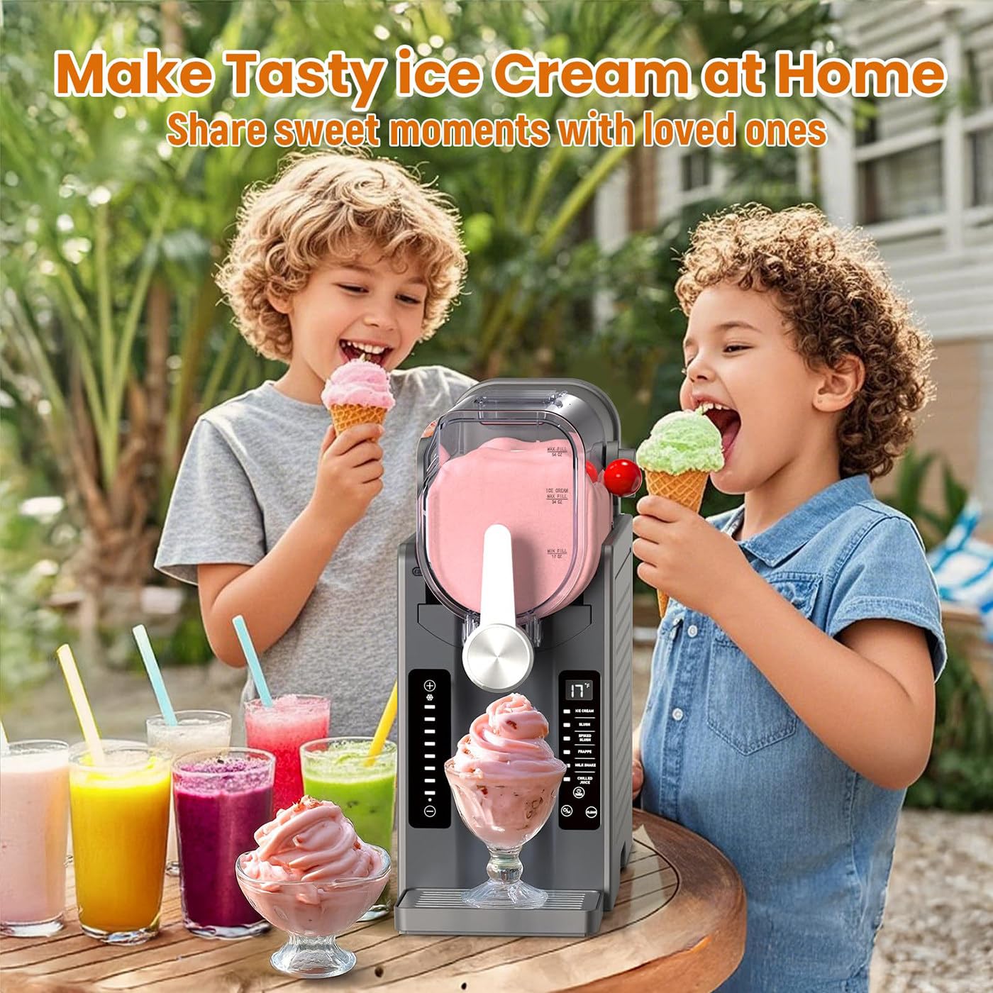 Máquina profesional de granizado con tecnología Quickfreeze, autolimpieza, 6 programas preestablecidos, bloqueo infantil, para granizados, margaritas, cócteles