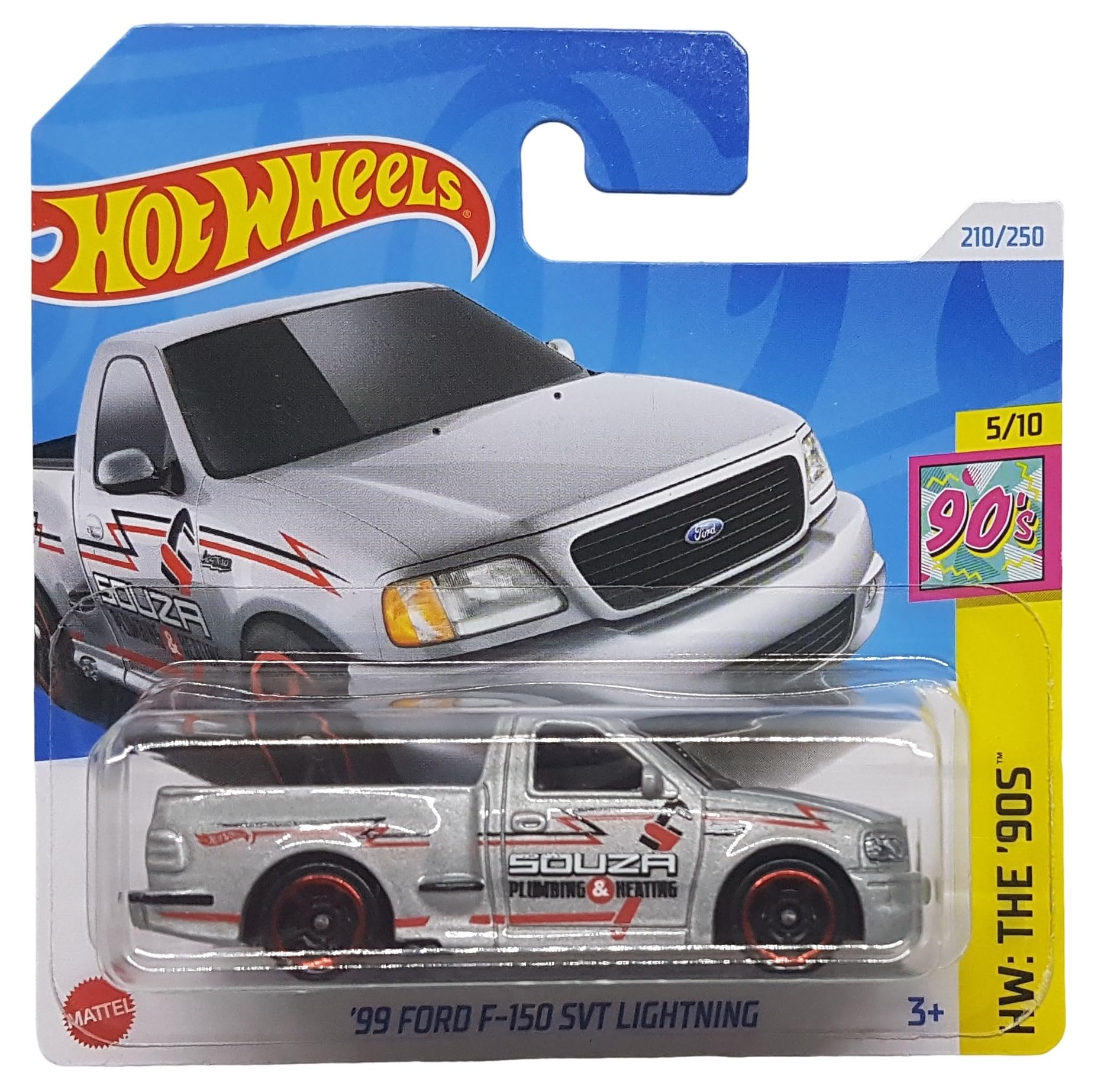 Hot Wheels - '99 Ford F-150 SVT Lightning - HW: The '90s 5/10 - HTB07 - Short Card - Plumbing & Heating - Truck - Mattel 2024-1:64