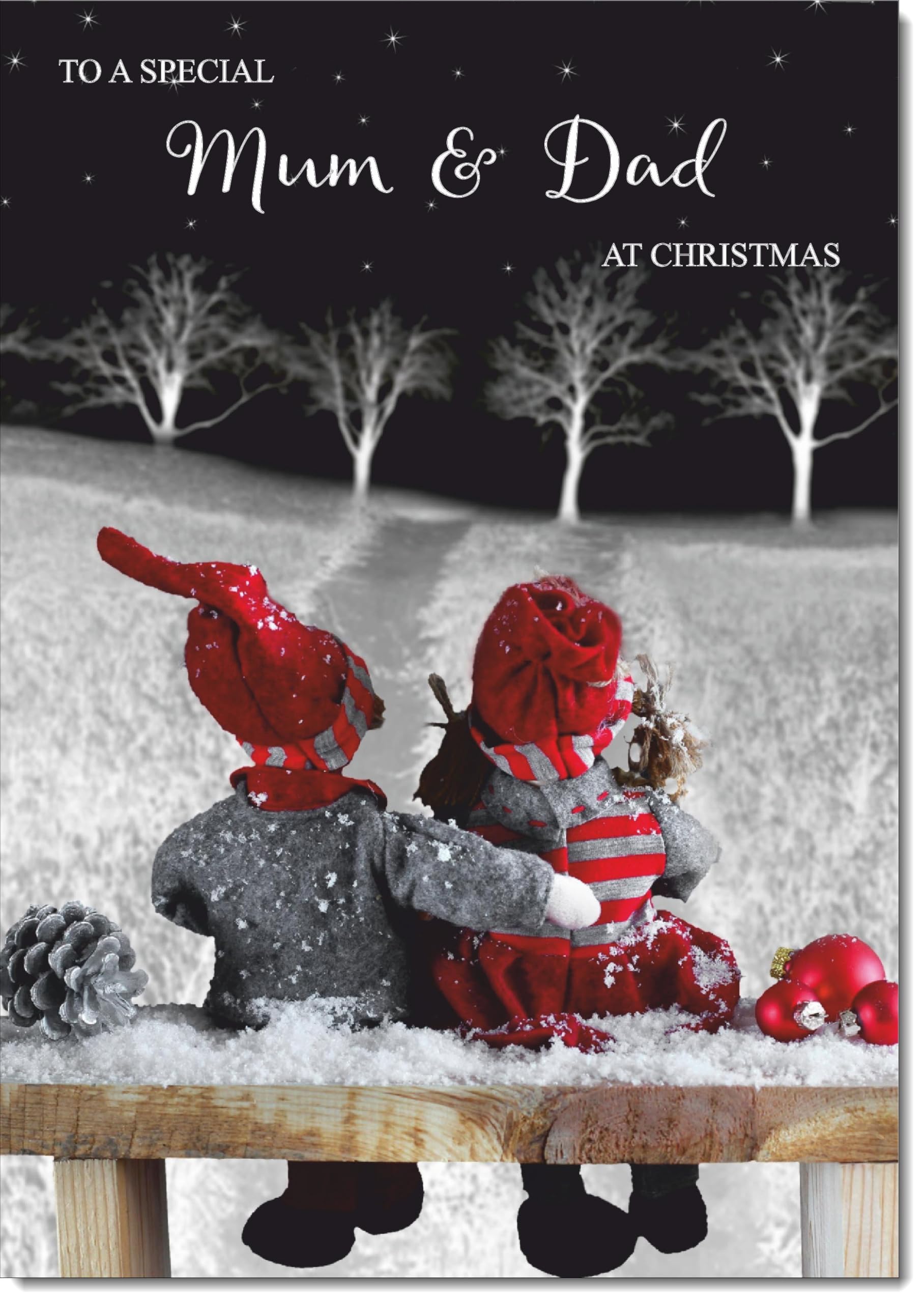 doodlecards Mum and Dad Christmas Card Couple at Night Large A4 Size Christmas Card for Mum & Dad with Plain Envelope — image 1