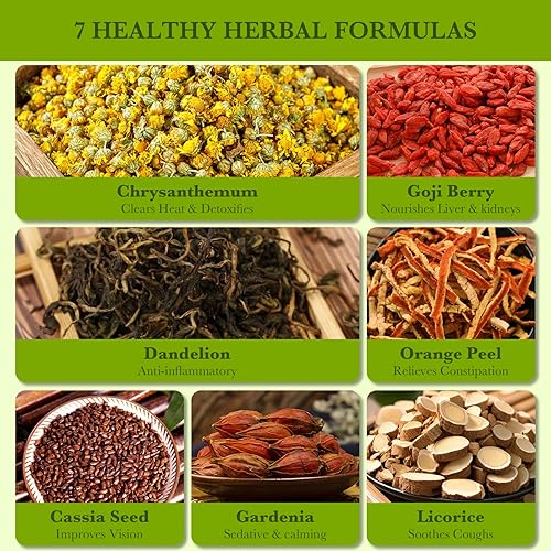 Miniatura 2 de DELEIFCG Té de arándano de león orgánico, con raíz de diente de león, crisantemo, Wolfberry, semillas de cassia, cáscara de naranja, gardenia,