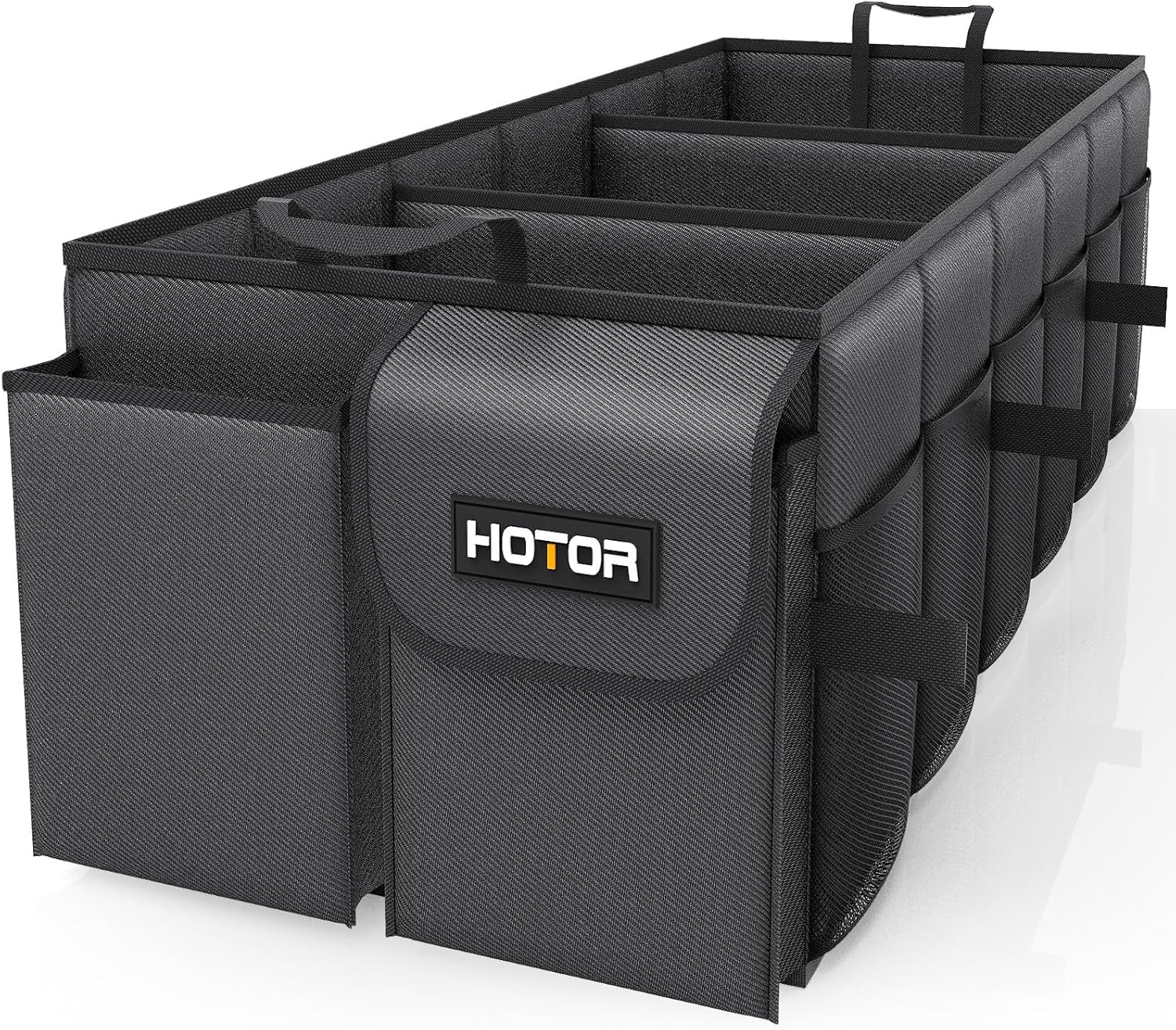 HOTOR Car Boot Oganiser - Large-Capacity Auto Trunk Organizer Collapsible Multi Compartments, Foldable Boot Storage for SUVs, Sturdy Car Accessories for Men Camping Tools, Black, 54.0 × 32.0 × 27.0 cm — view 11