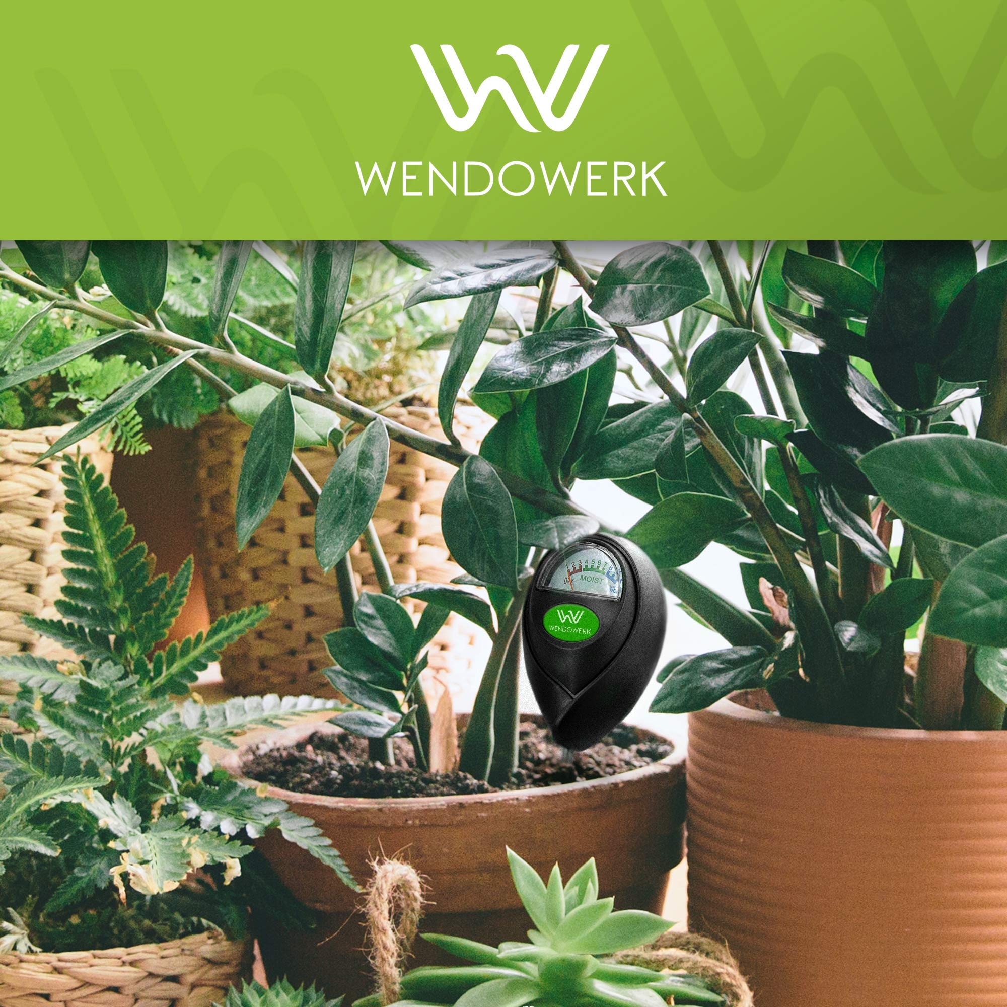 WENDOWERK Lot de 2 humidimètres extra longs pour plantes 40 cm [Noir/Noir] – Sans piles – Testeur d'humidité amélioré [2025] – Testeur de sol de qualité supérieure