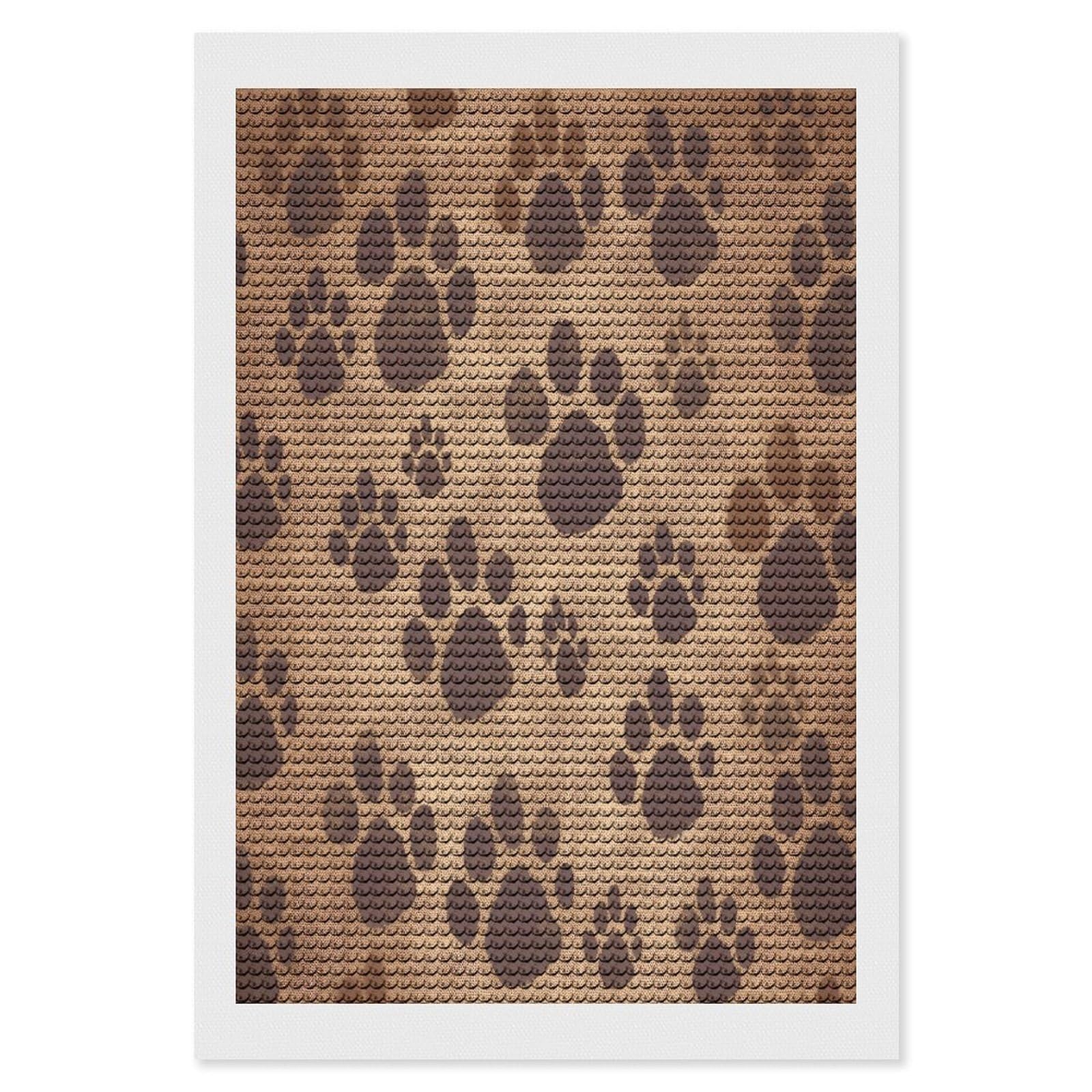 FekiLoot Paw Prints Art Diamond Painting Kits for Beginners DIY Diamond Art Kits for Adults Full Drill Round Diamond Dot Gem Art Painting Fun DIY Crafts for Home Kitchen Wall Decor Gift 8"x12"
